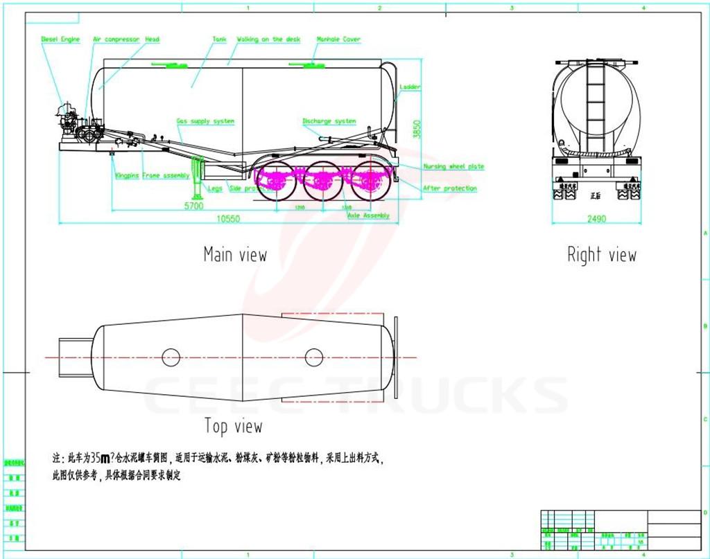 3-axle bulk cement tanker semitrailers