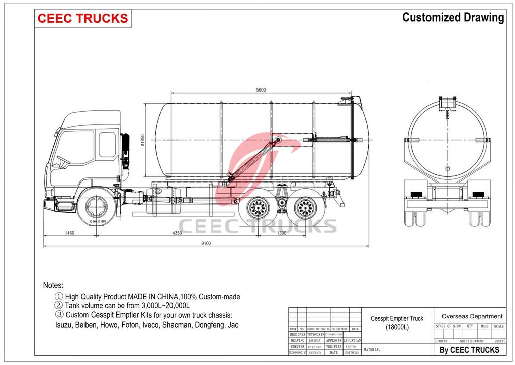 FAW Cesspit emptier 18cbm drawing