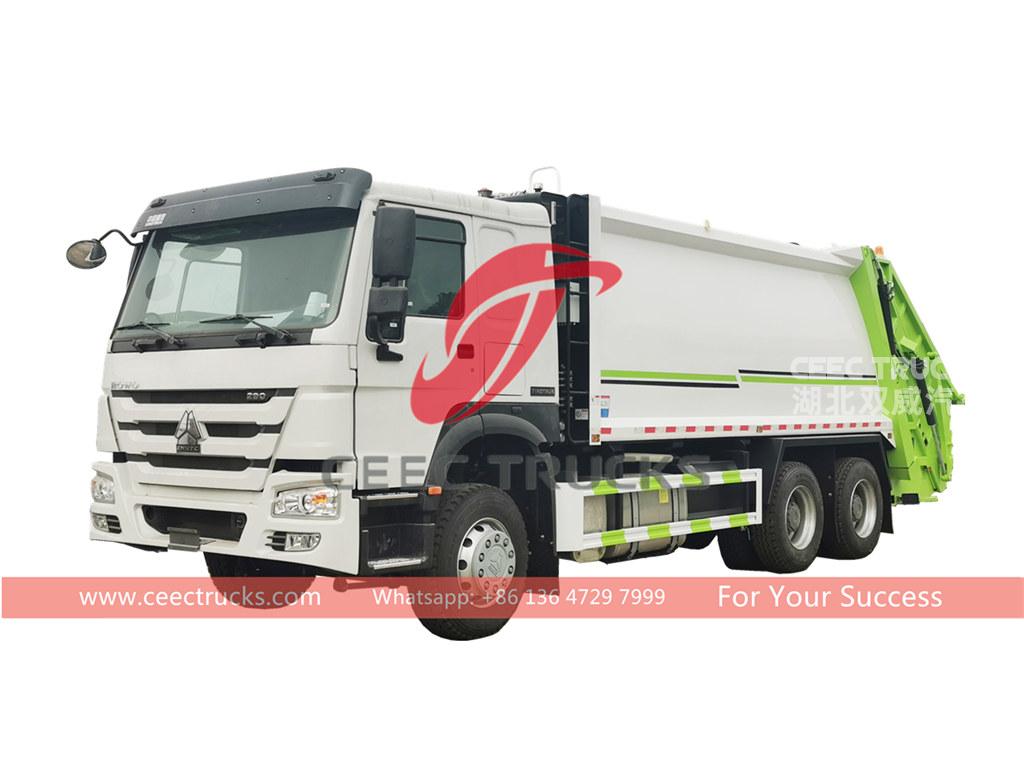 Good quality HOWO 6Ã—4 back loading garbage truck for sale