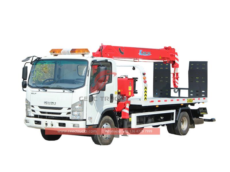 ISUZU ELF breakdown wrecker truck with 4tons Crane