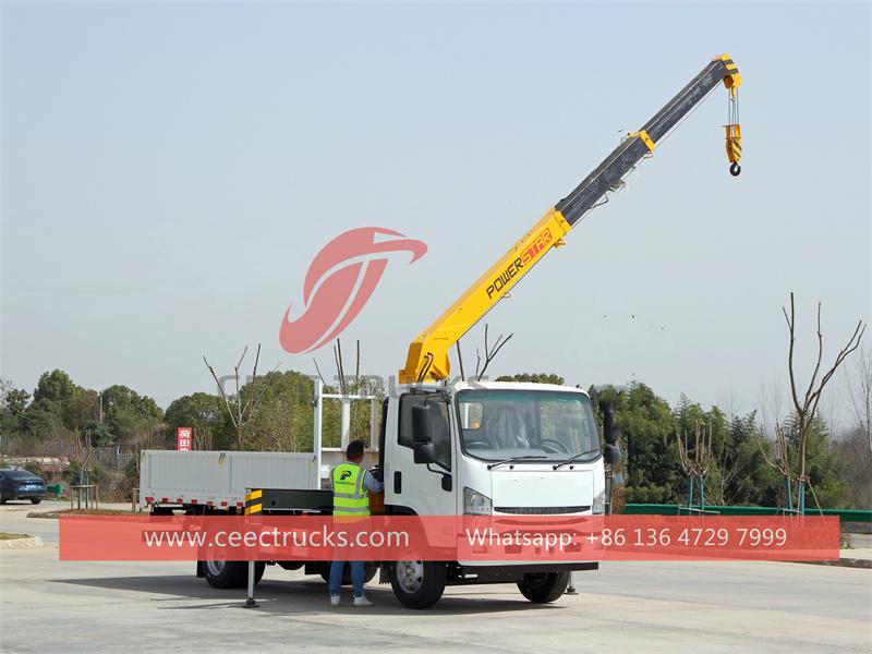 Isuzu NPR cargo truck with 5tons crane