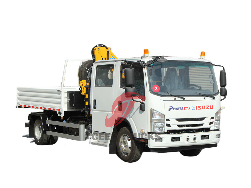 Isuzu lorry truck with 5 T folding crane