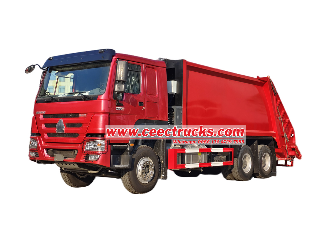 Howo 6x4 automatic refuse garbage compactor truck 