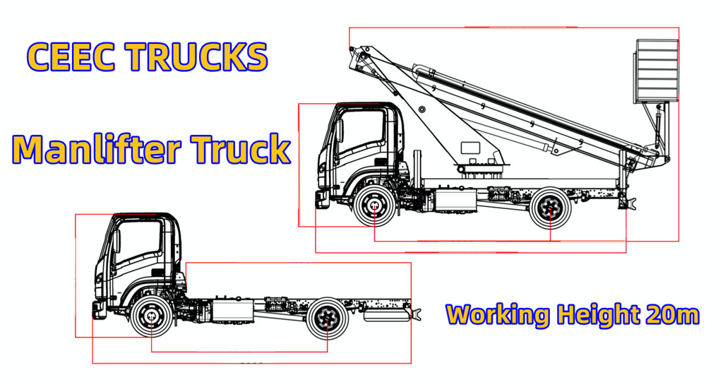 Technical drawing for ISUZU manlifter truck