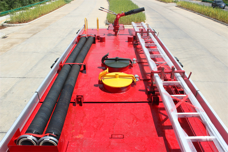 Top view of fire truck with Suction pipe and Aluminum Ladder