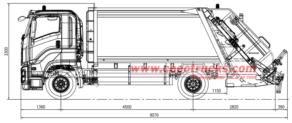 FOTON 16cbm refuse compactor truck drawing