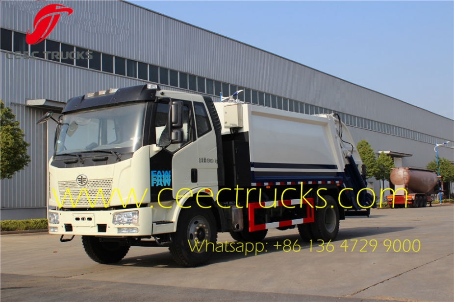 Lowest price FAW 10-12 m³ garbage compactor trucks