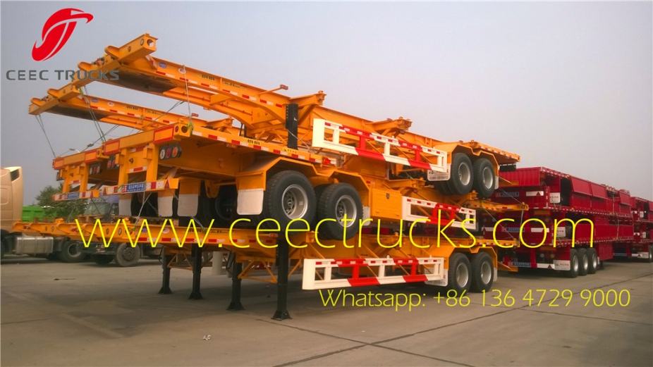 2 axle bogie suspension skeleton trailer 50T