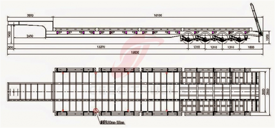 cheap price 80T heavy duty low bed semi trailer on sale