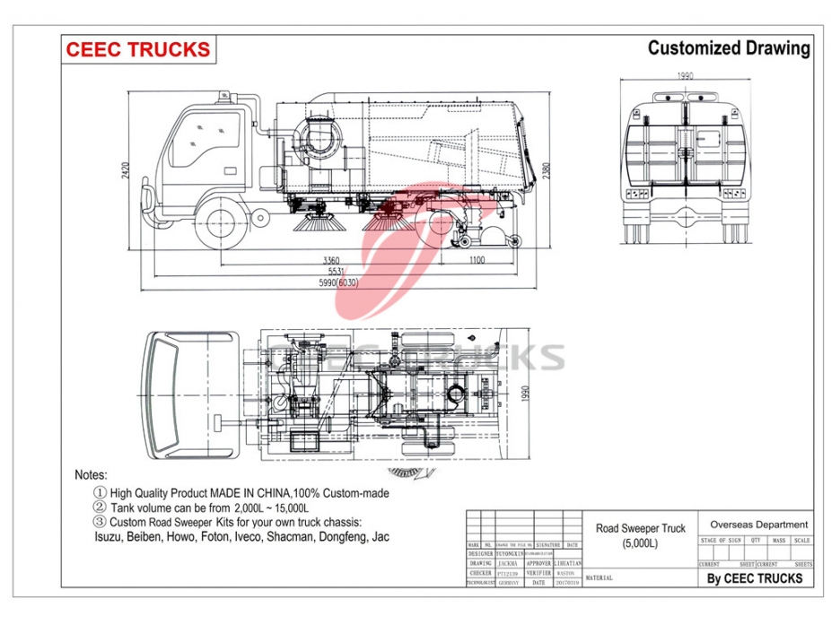 ISUZU 5 CBM Saug-Straßenkehrmaschine