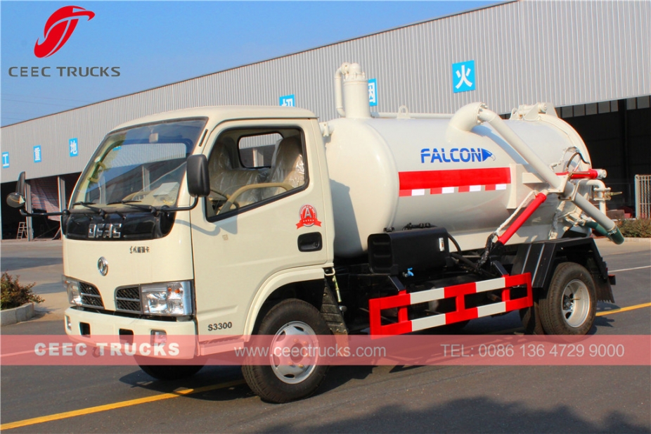 Low price Dongfeng 4,000L vacuum sewage suction truck