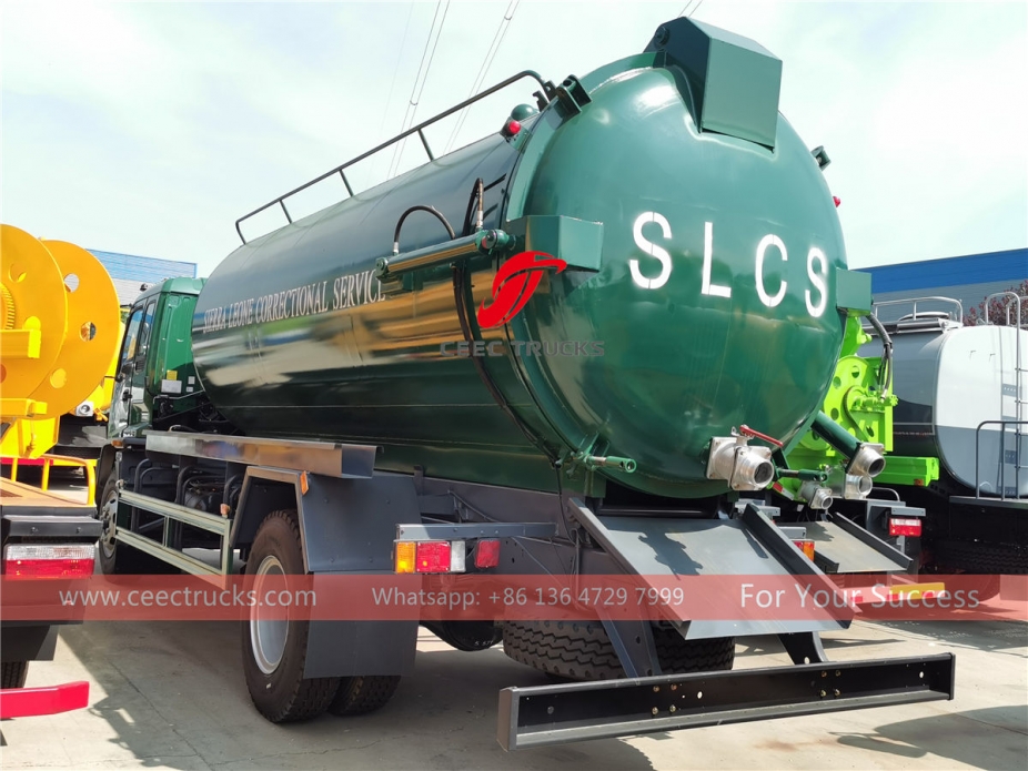 ISUZU 12,000L vacuum sewer tanker truck export to Sierra Leone