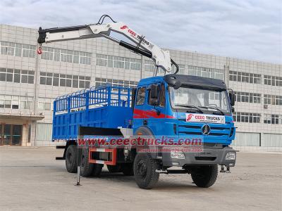 Beiben 6x4 cargo truck with knuckle crane