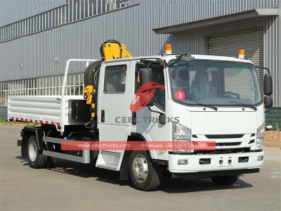 Isuzu ELF NPR dumper truck with kunckle crane