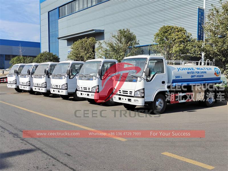 Philippinen – 6 Einheiten ISUZU 600P 5000L Edelstahl-Wassertankwagen exportiert